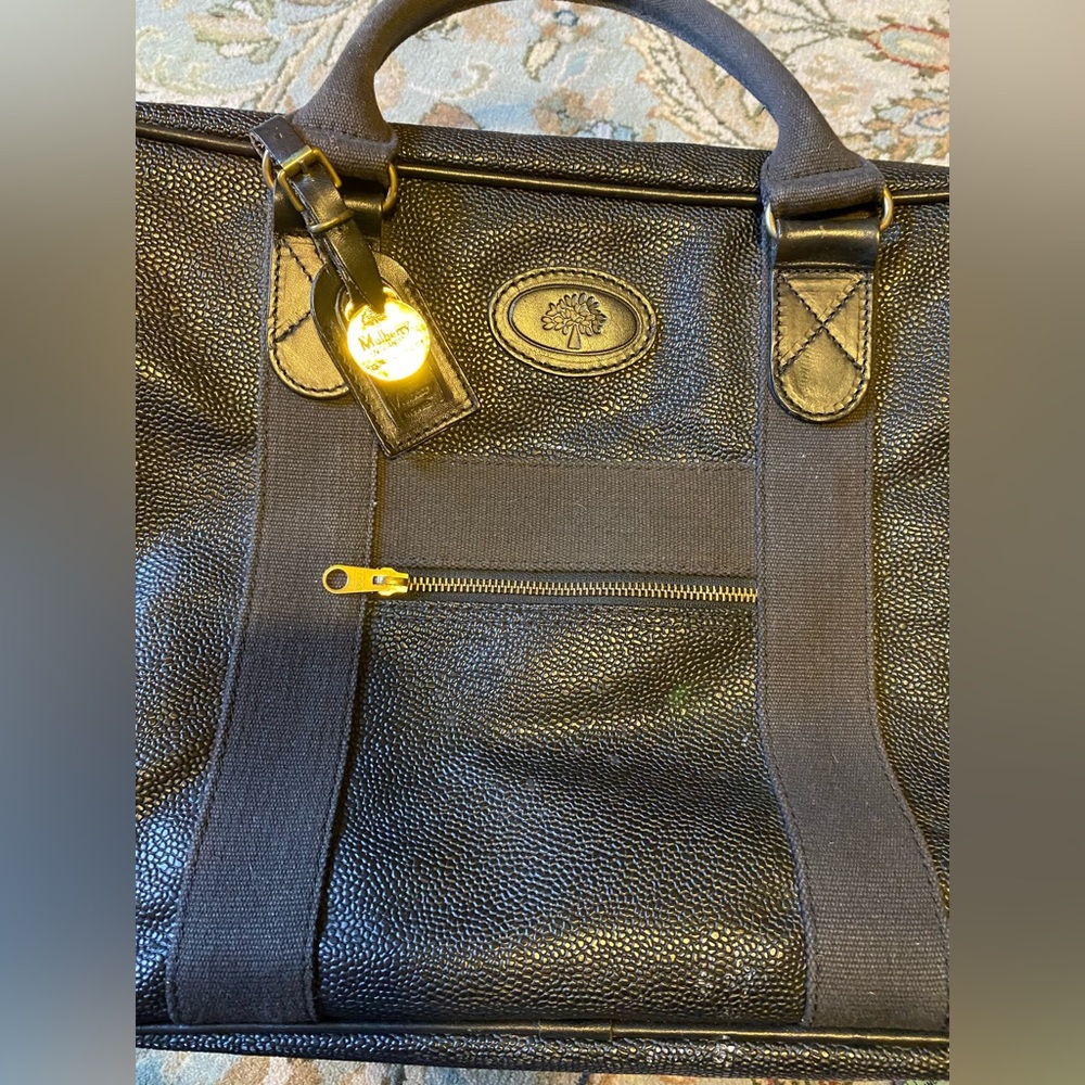 ***Host Pick*** Mulberry Brown Leather Weekender Bag, Water Resistant, Brass - Picture 5 of 8